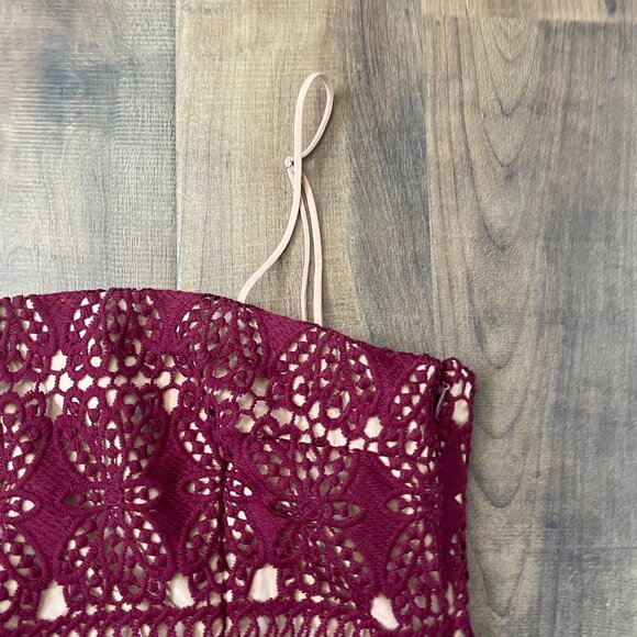 Lulus Burgundy Lace Strapless Dress Size XL | Cocktail Party Wedding Guest - Picture 5 of 9